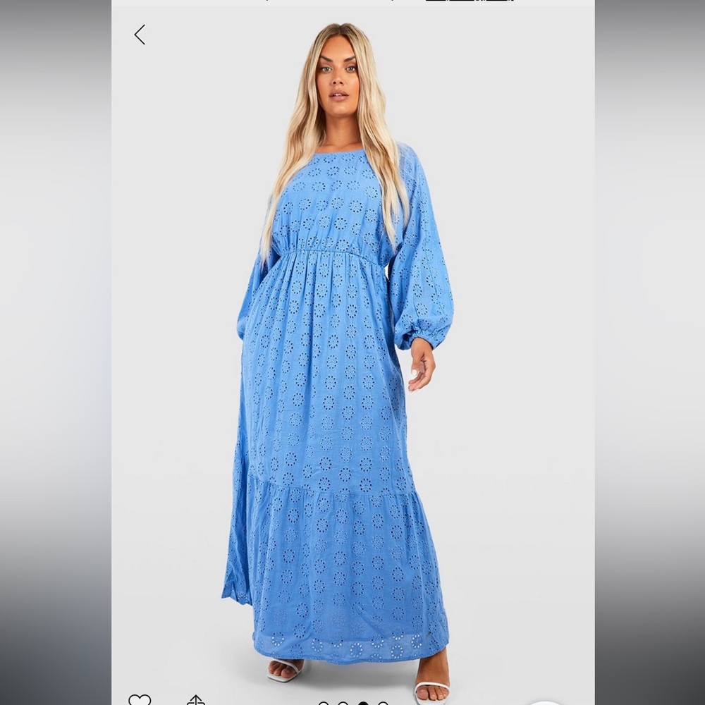 PLUS EYELET ANGLAISE LONGSLEEVE TIERED
MAXI DRESS